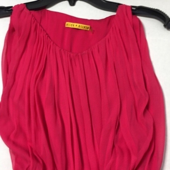 Alice+Olivia Pleated Silk Mini Dress Raspberry S - Picture 5 of 8